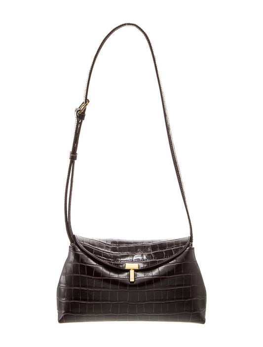 TOTEME Embossed Leather T-Lock Clutch