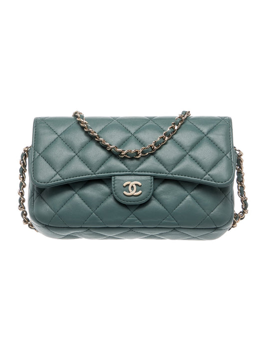 Chanel Quilted Lambskin Classic Flap Phone Holder w/ Chain