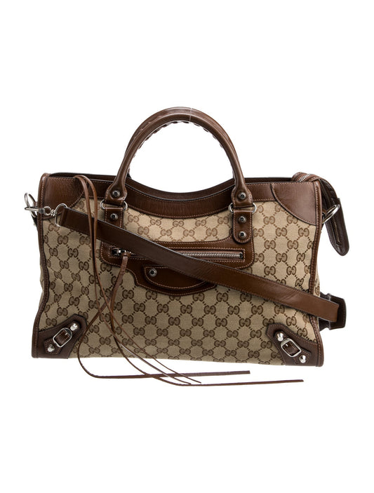 Gucci x Balenciaga GG Canvas Top Handle Bag