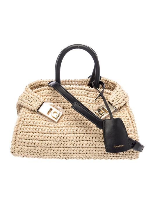 Ferragamo Raffia Hug Mini w/ Tags