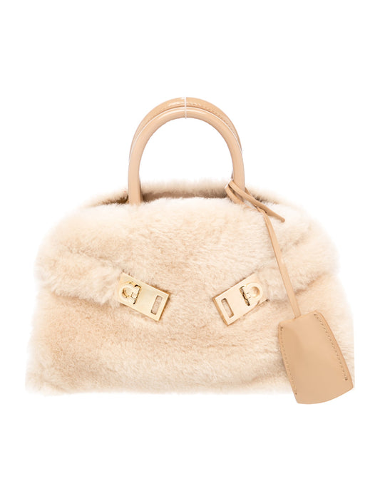Ferragamo Lamb Fur Top Handle Bag