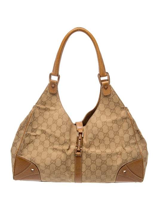 Gucci GG Canvas Nailhead Jackie Bardot Large