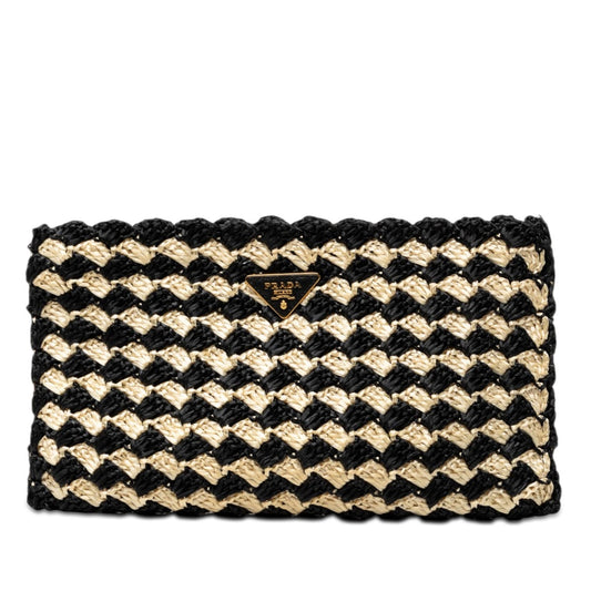 Prada Raffia Crochet Clutch