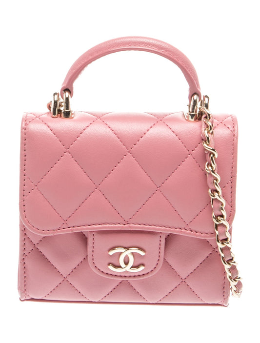 Chanel Top Handle Flap Coin Purse w/ Chain