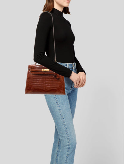 Hermès Shiny Porosus Crocodile Kelly Sellier 32
