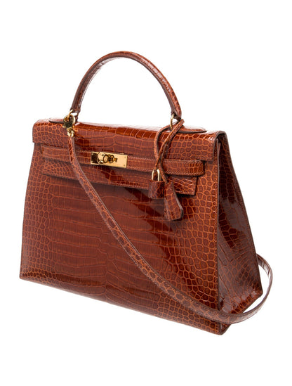 Hermès Shiny Porosus Crocodile Kelly Sellier 32