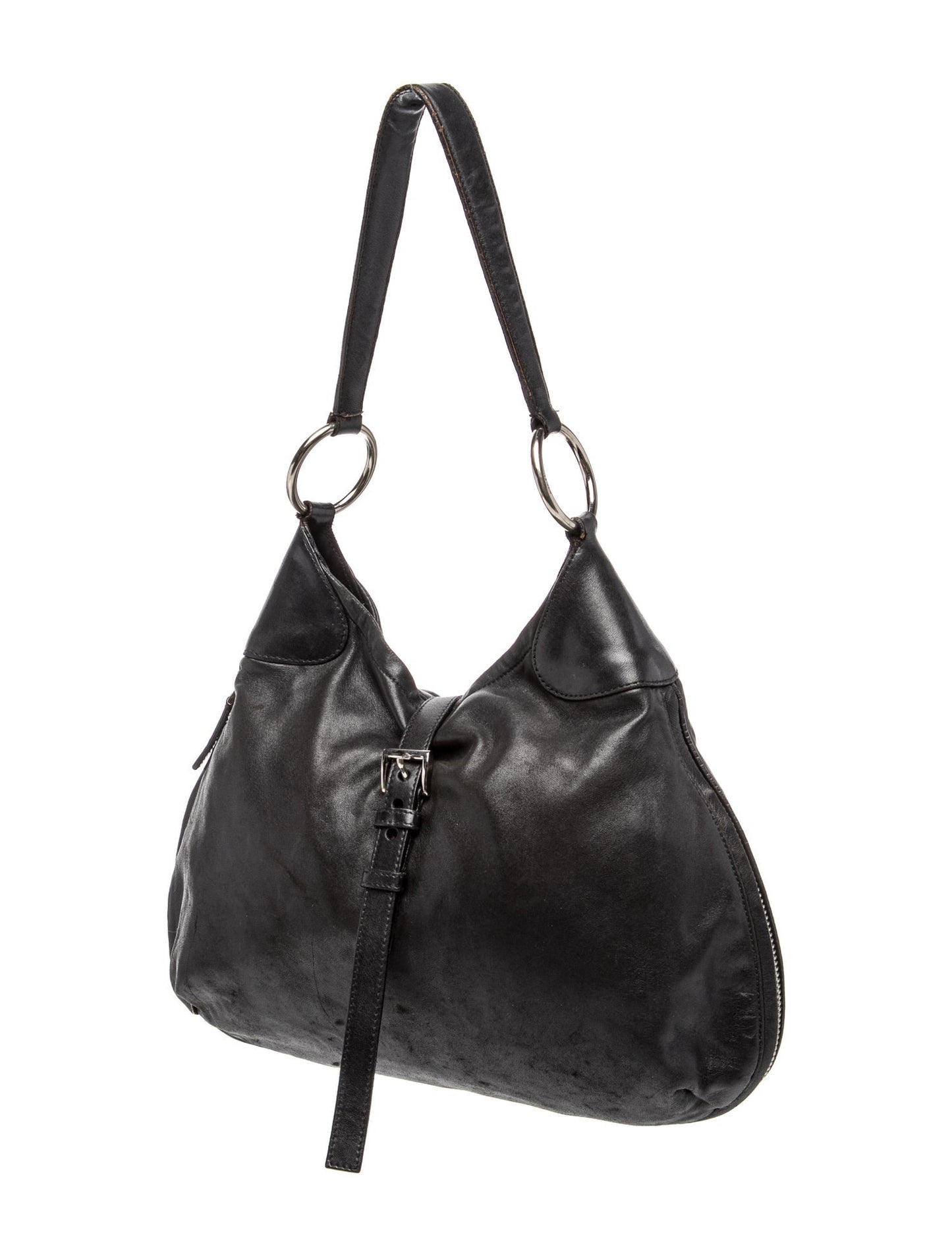 Prada Enameled Metal Triangle Shoulder Bag
