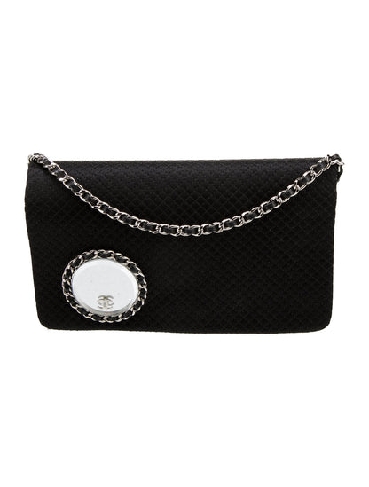 Chanel Satin Vanity Mirror Clutch w/Chain