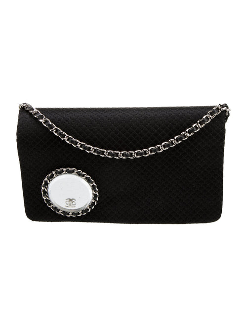 Chanel Satin Vanity Mirror Clutch w/Chain