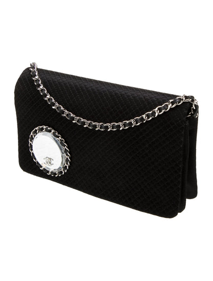 Chanel Satin Vanity Mirror Clutch w/Chain