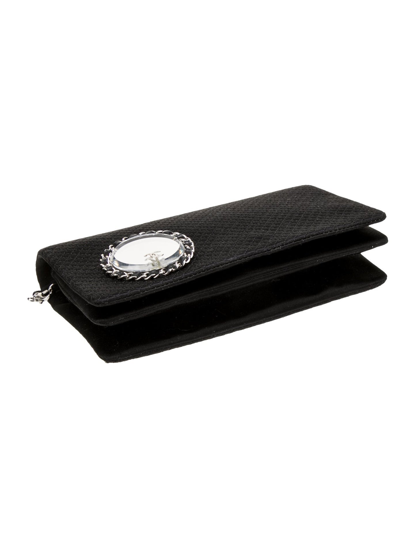 Chanel Satin Vanity Mirror Clutch w/Chain