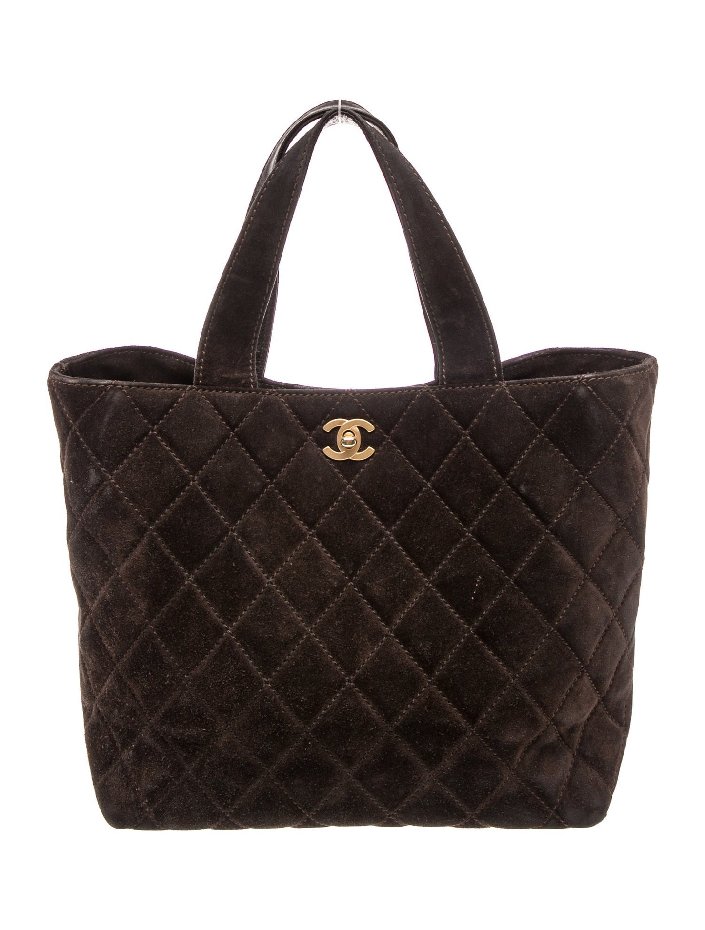 Chanel Quilted Suede CC Tote