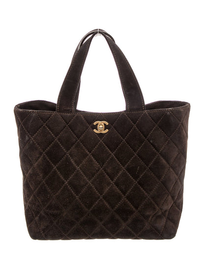 Chanel Quilted Suede CC Tote