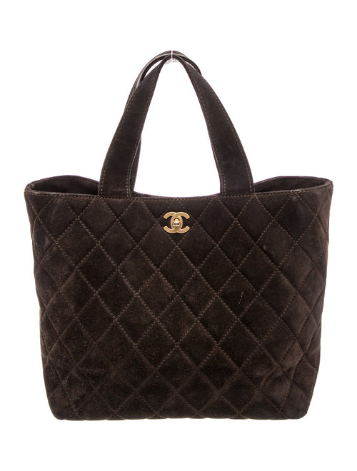 Chanel Quilted Suede CC Tote