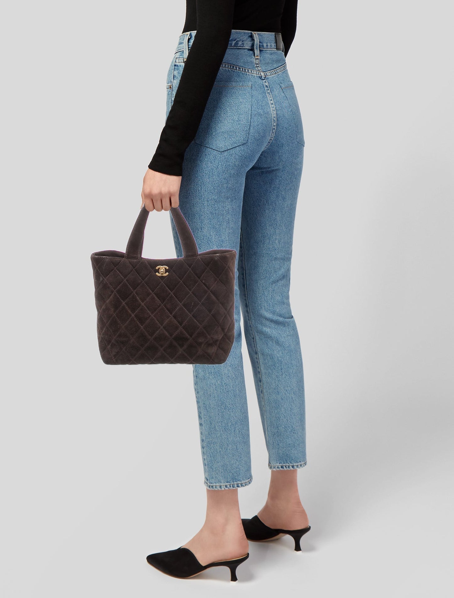 Chanel Quilted Suede CC Tote