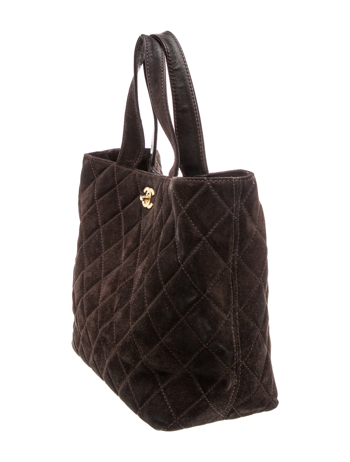 Chanel Quilted Suede CC Tote