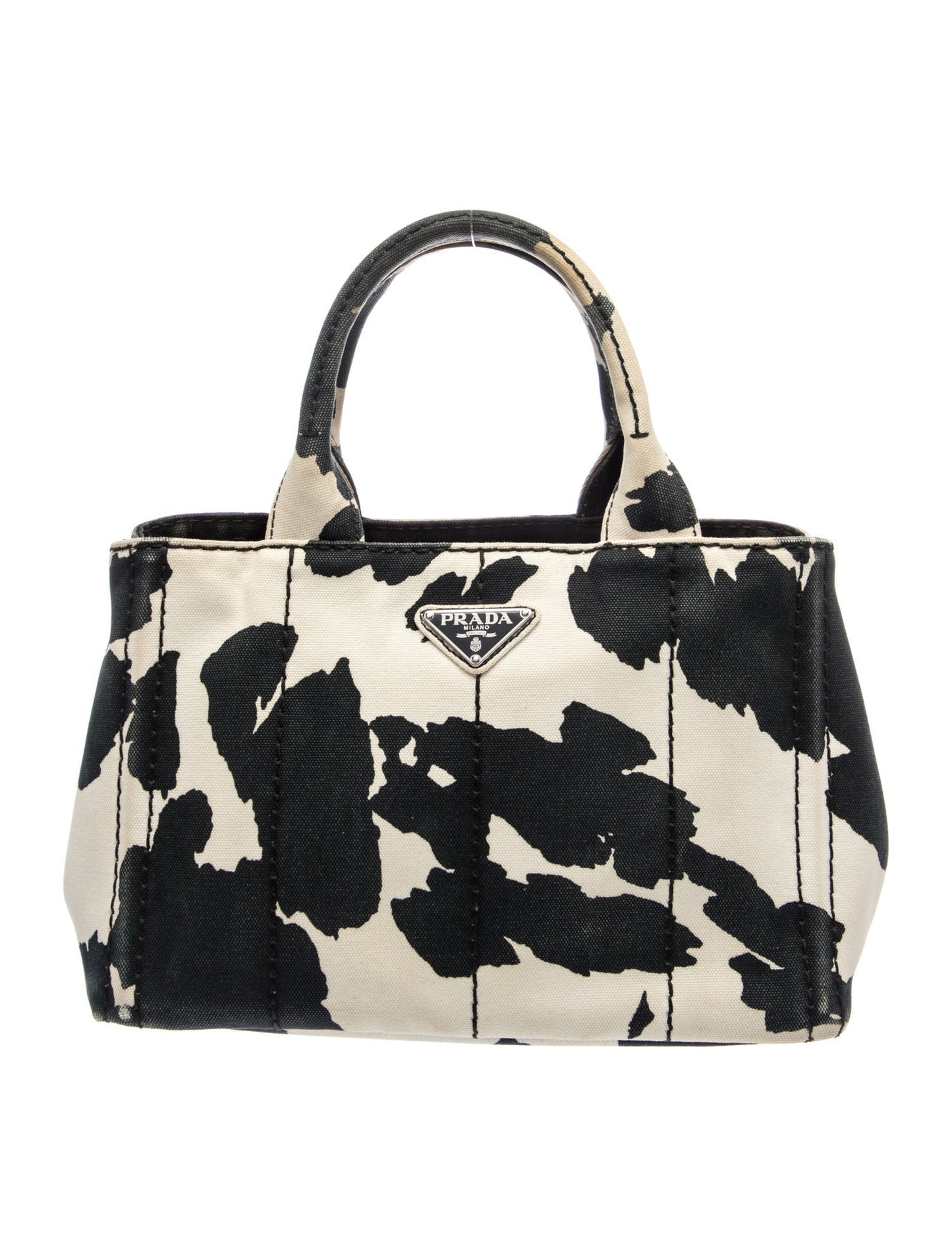 Prada Enameled Metal Triangle Canapa Small