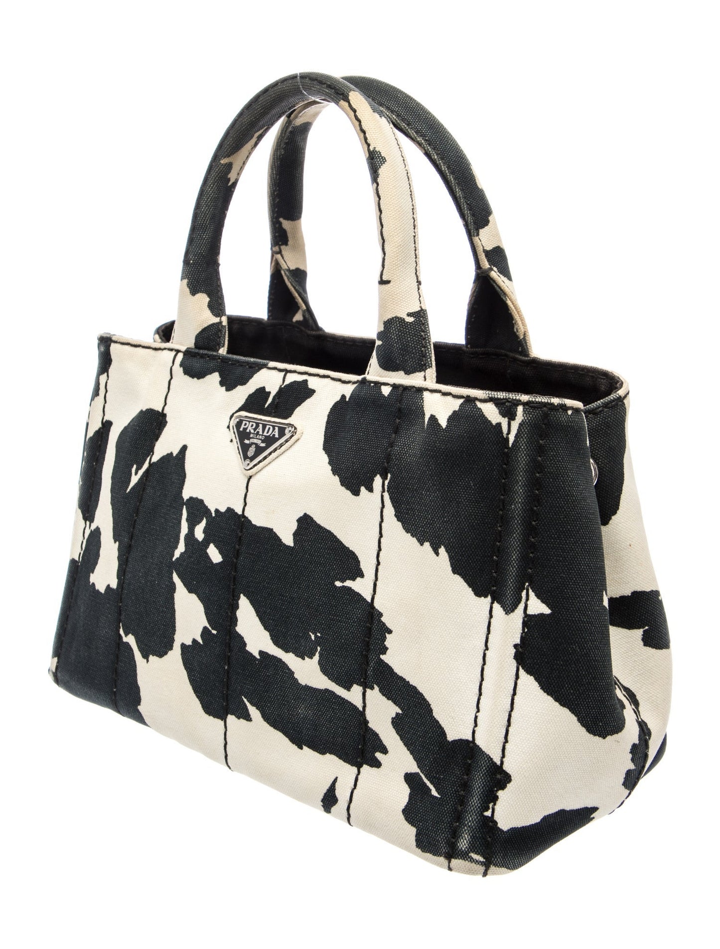 Prada Enameled Metal Triangle Canapa Small