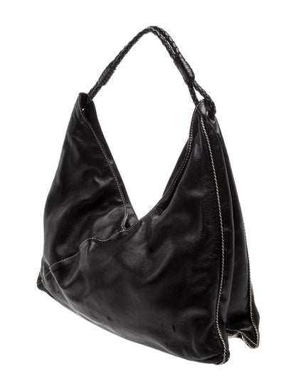Bottega Veneta Intrecciato Black Leather Hobo Shoulder Bag Vintage