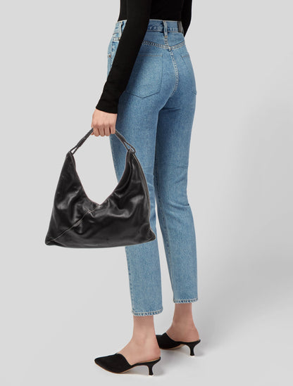 Bottega Veneta Intrecciato Black Leather Hobo Shoulder Bag Vintage