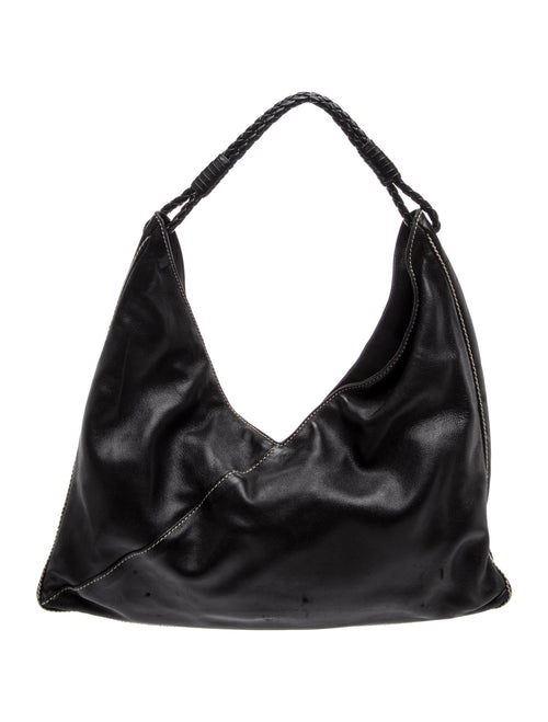 Bottega Veneta Intrecciato Black Leather Hobo Shoulder Bag Vintage