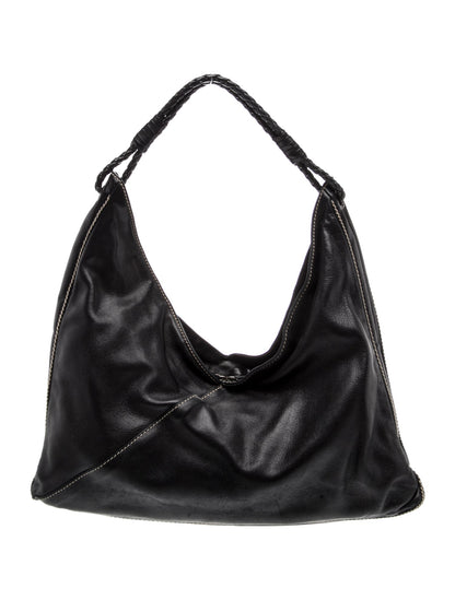Bottega Veneta Intrecciato Black Leather Hobo Shoulder Bag Vintage
