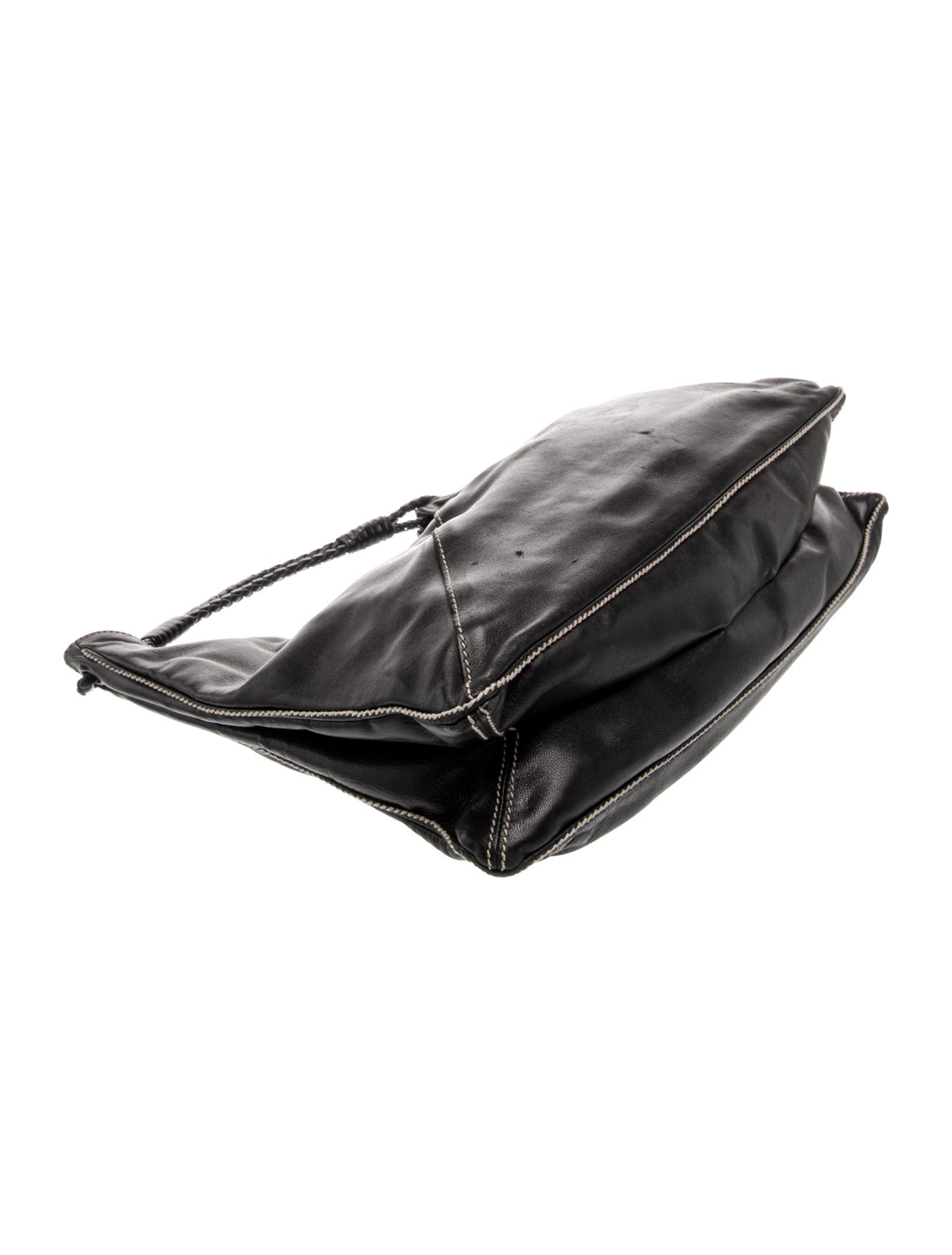 Bottega Veneta Intrecciato Black Leather Hobo Shoulder Bag Vintage
