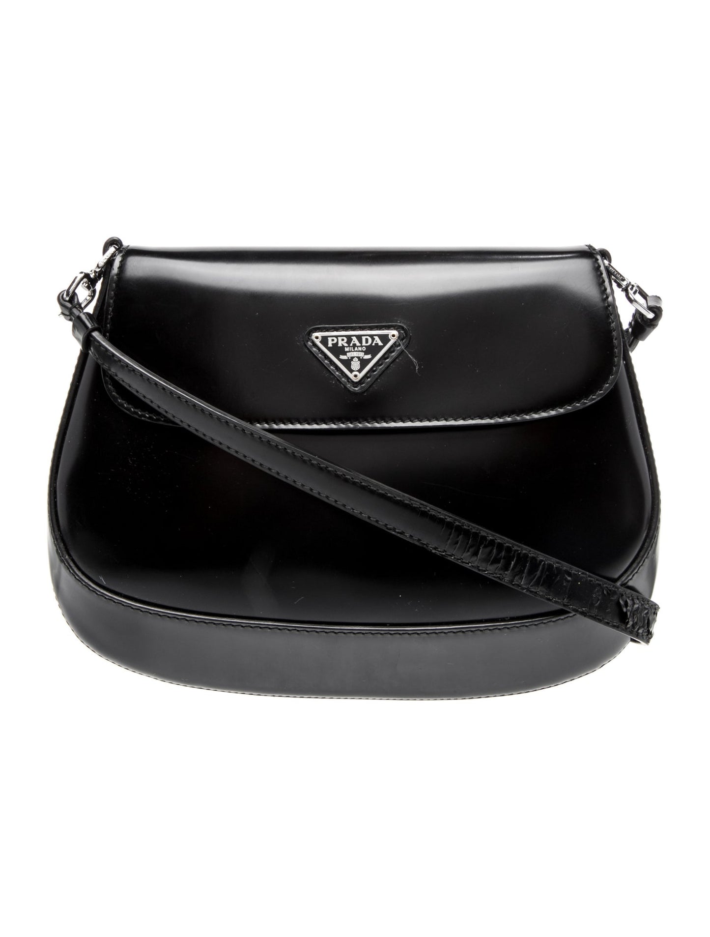 Prada Enameled Metal Triangle Cleo