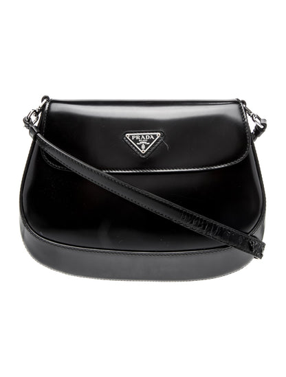 Prada Enameled Metal Triangle Cleo