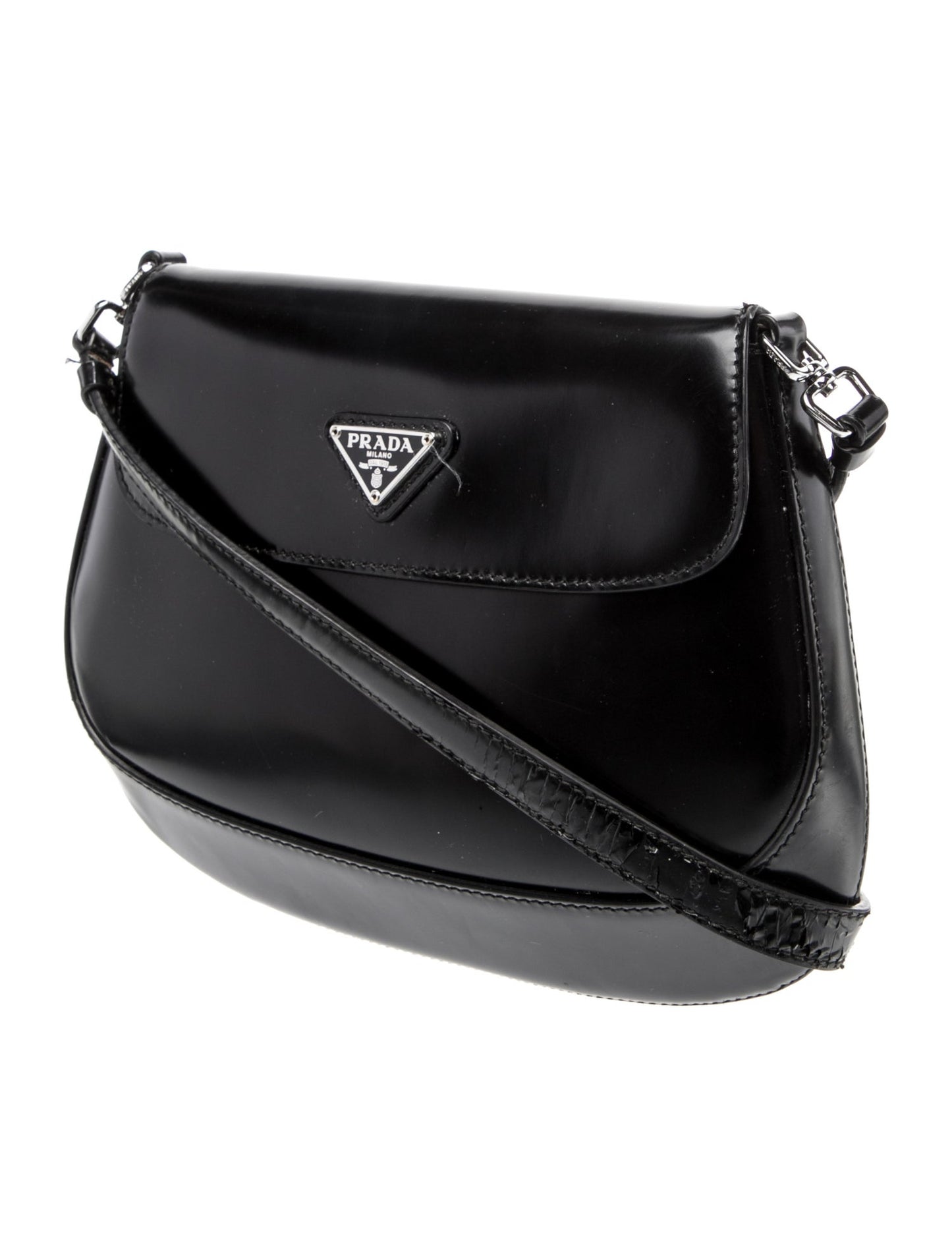 Prada Enameled Metal Triangle Cleo