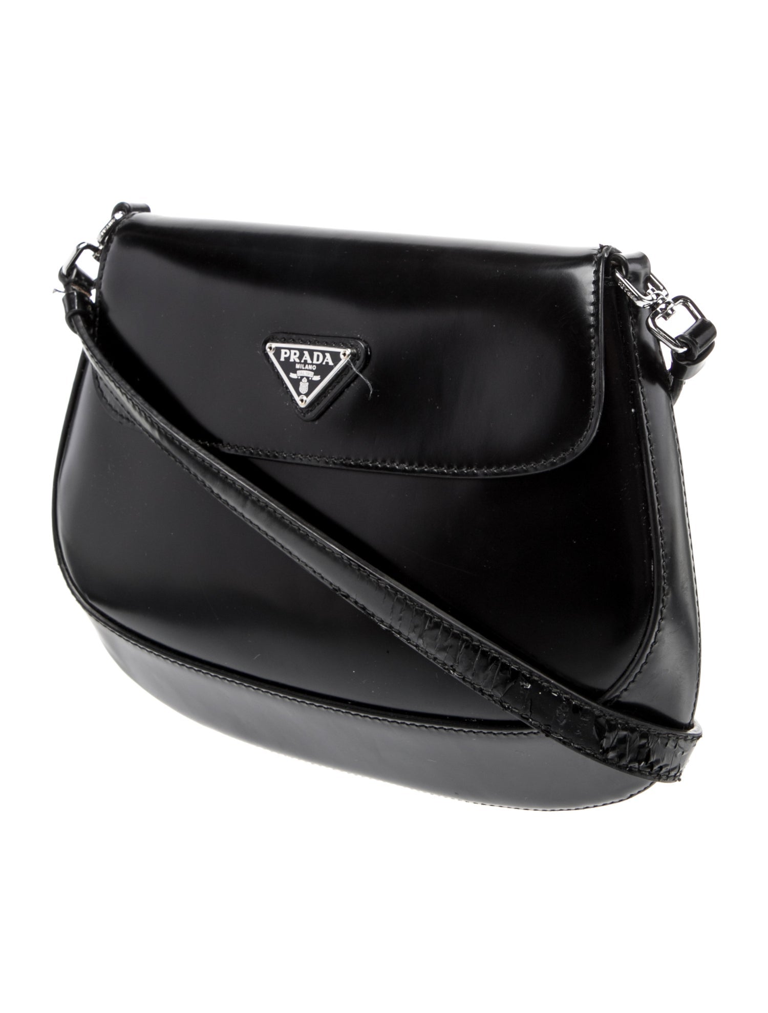 Prada Enameled Metal Triangle Cleo