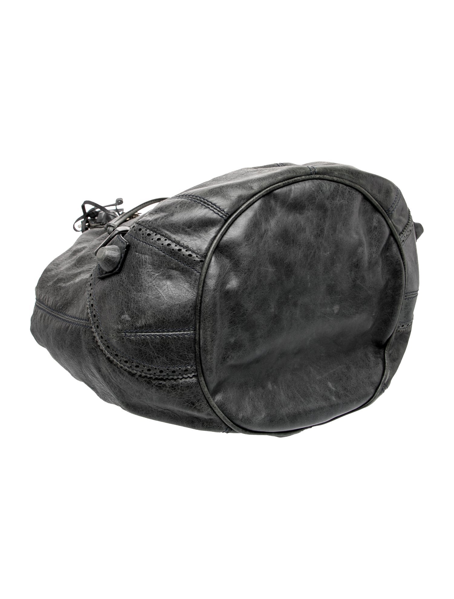 Balenciaga Leather Leather Pompon Motocross City Bag