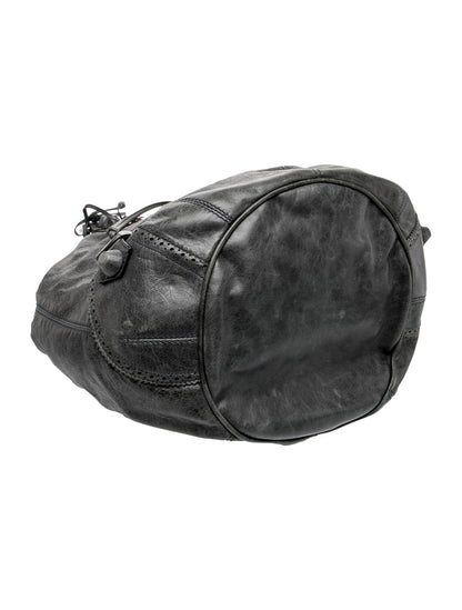 Balenciaga Leather Leather Pompon Motocross City Bag