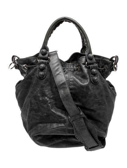 Balenciaga Leather Leather Pompon Motocross City Bag