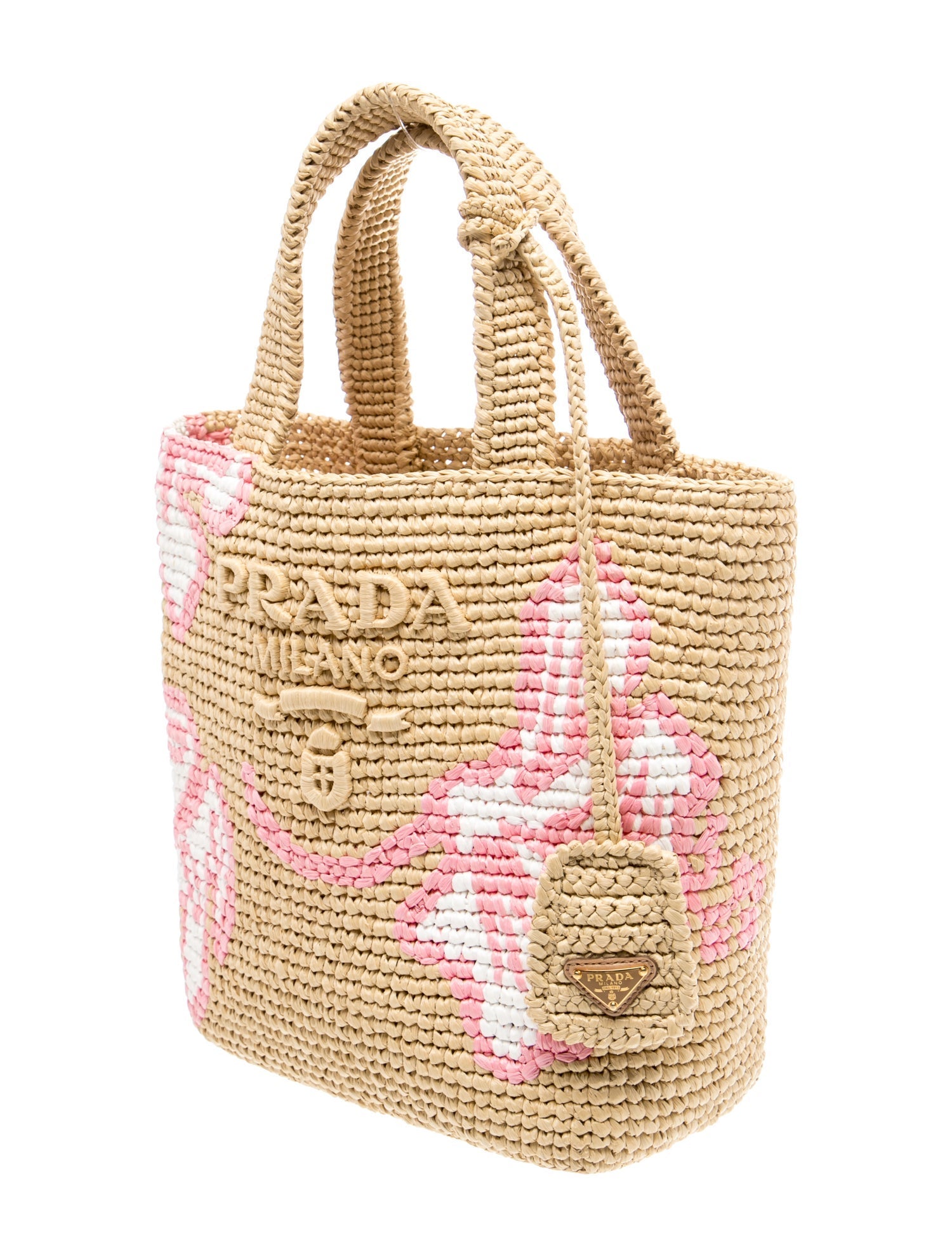 Prada Enameled Metal Triangle Top Handle Bag