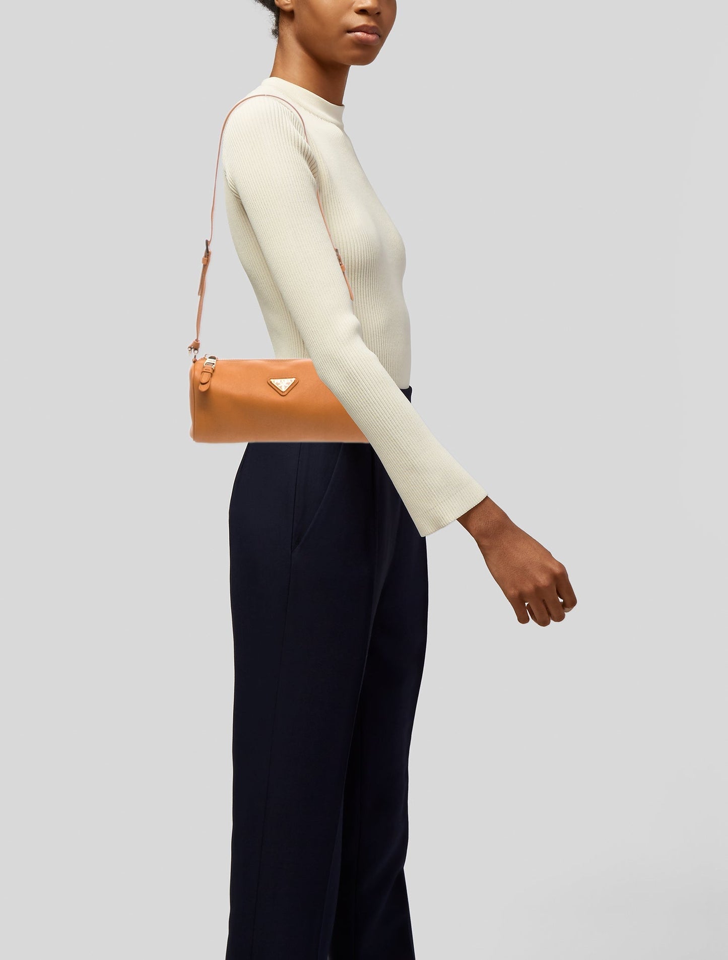 Prada Enameled Metal Triangle Leather Mini Bag Mini