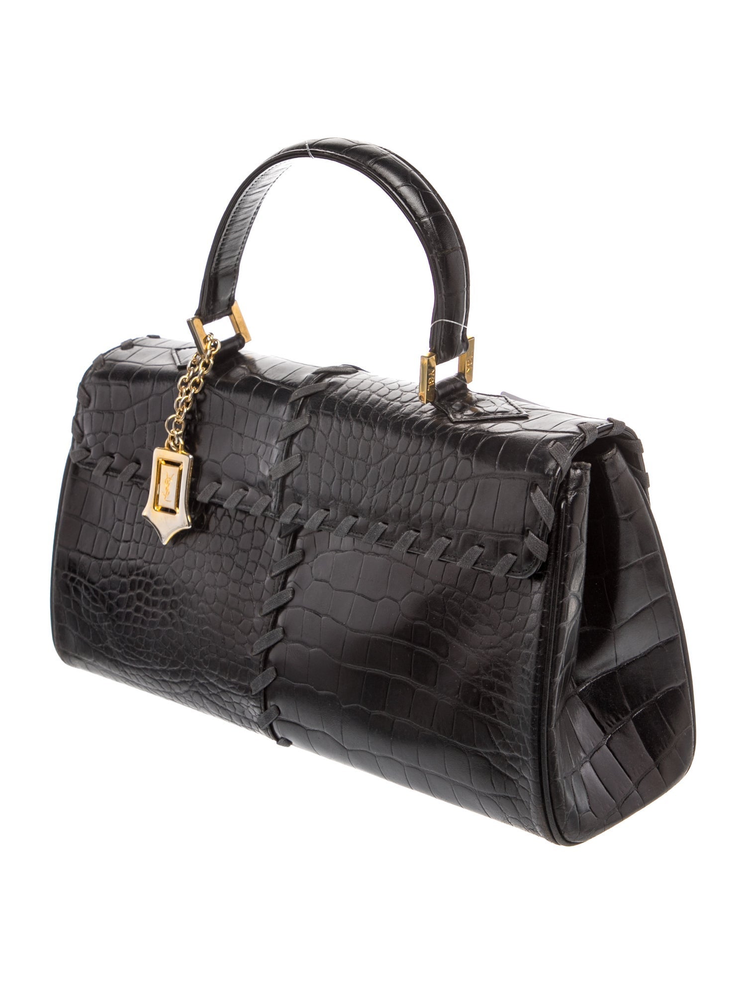 Yves Saint Laurent Embossed Leather Top Handle Bag