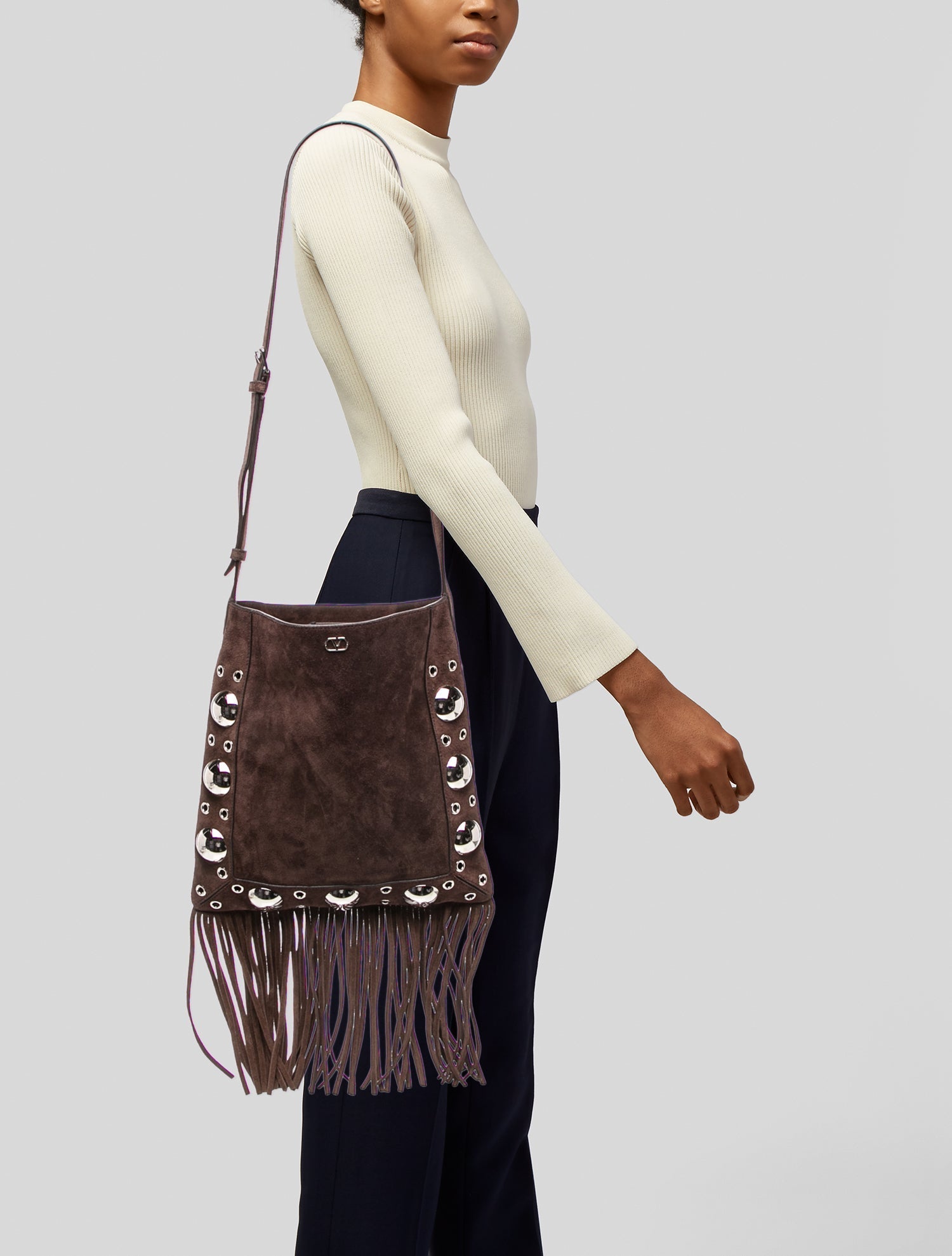 Valentino Suede Nellcôte Shoulder Bag Medium