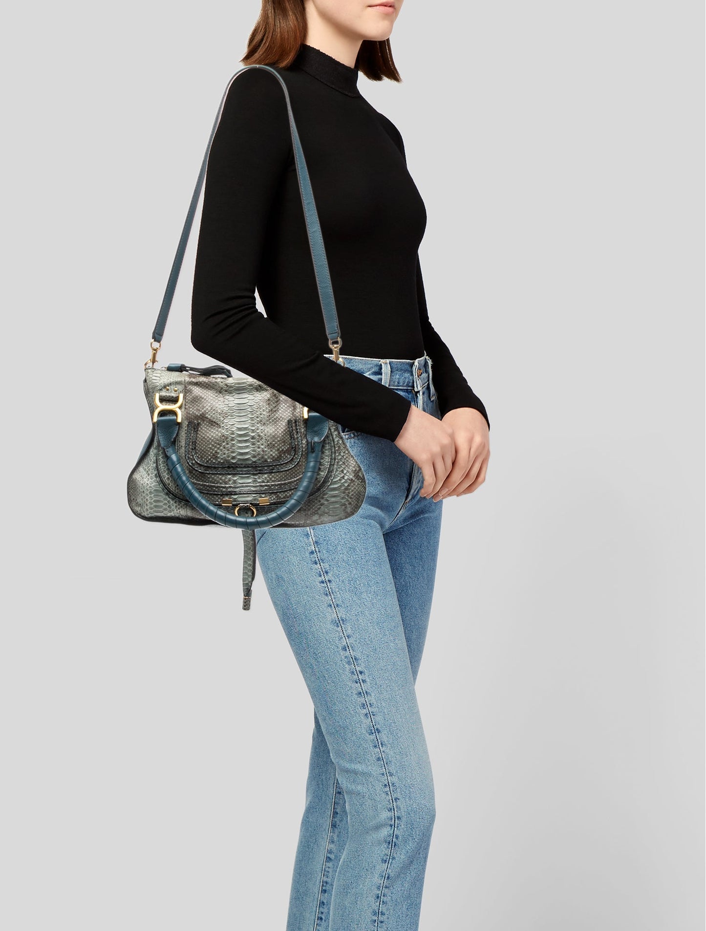 Chloé Embossed Leather Marcie Shoulder Bag