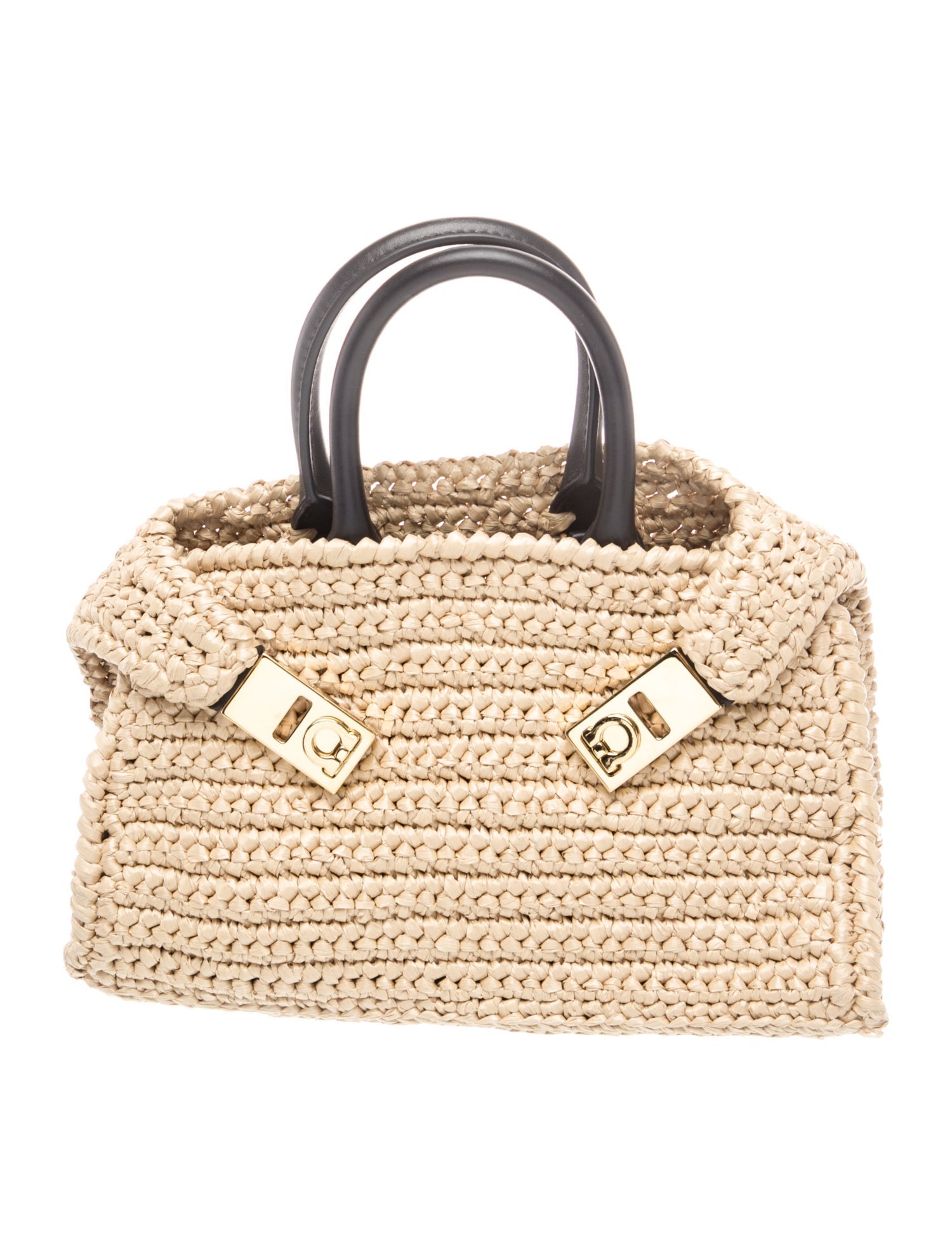 Salvatore Ferragamo Raffia Ferragamo Hug Mini