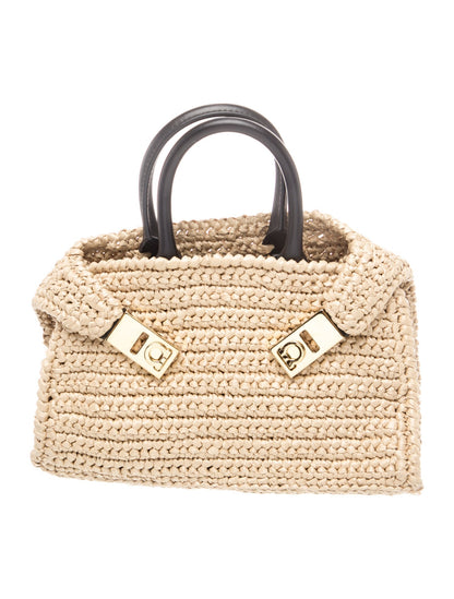Salvatore Ferragamo Raffia Ferragamo Hug Mini