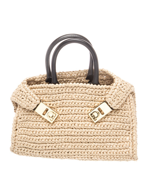 Salvatore Ferragamo Raffia Ferragamo Hug Mini