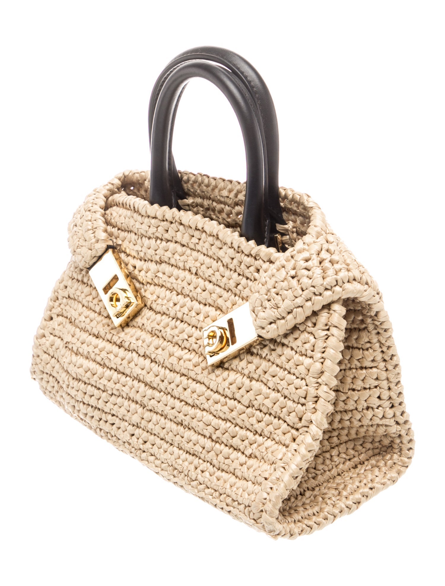 Salvatore Ferragamo Raffia Ferragamo Hug Mini