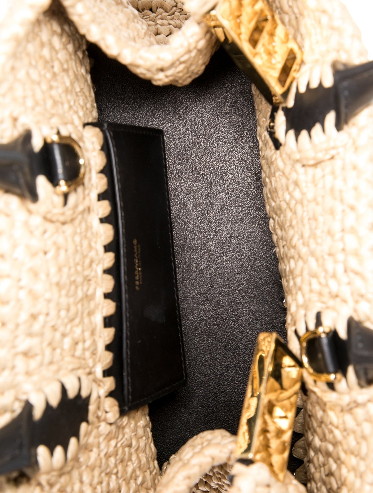 Salvatore Ferragamo Raffia Ferragamo Hug Mini