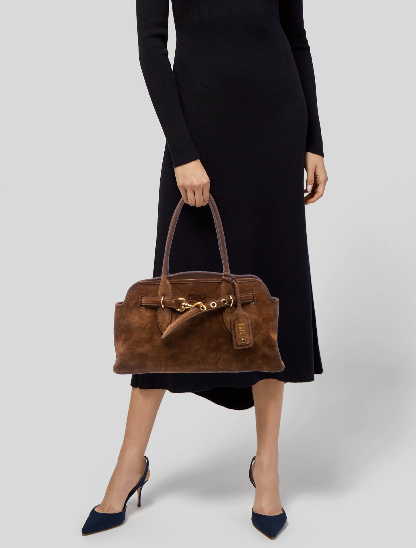Miu Miu Suede Camoscio Large Aventure Bag