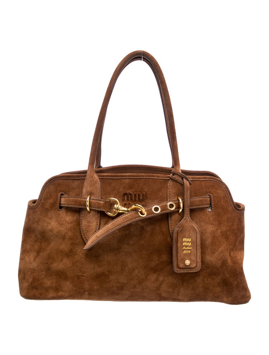 Miu Miu Suede Camoscio Large Aventure Bag