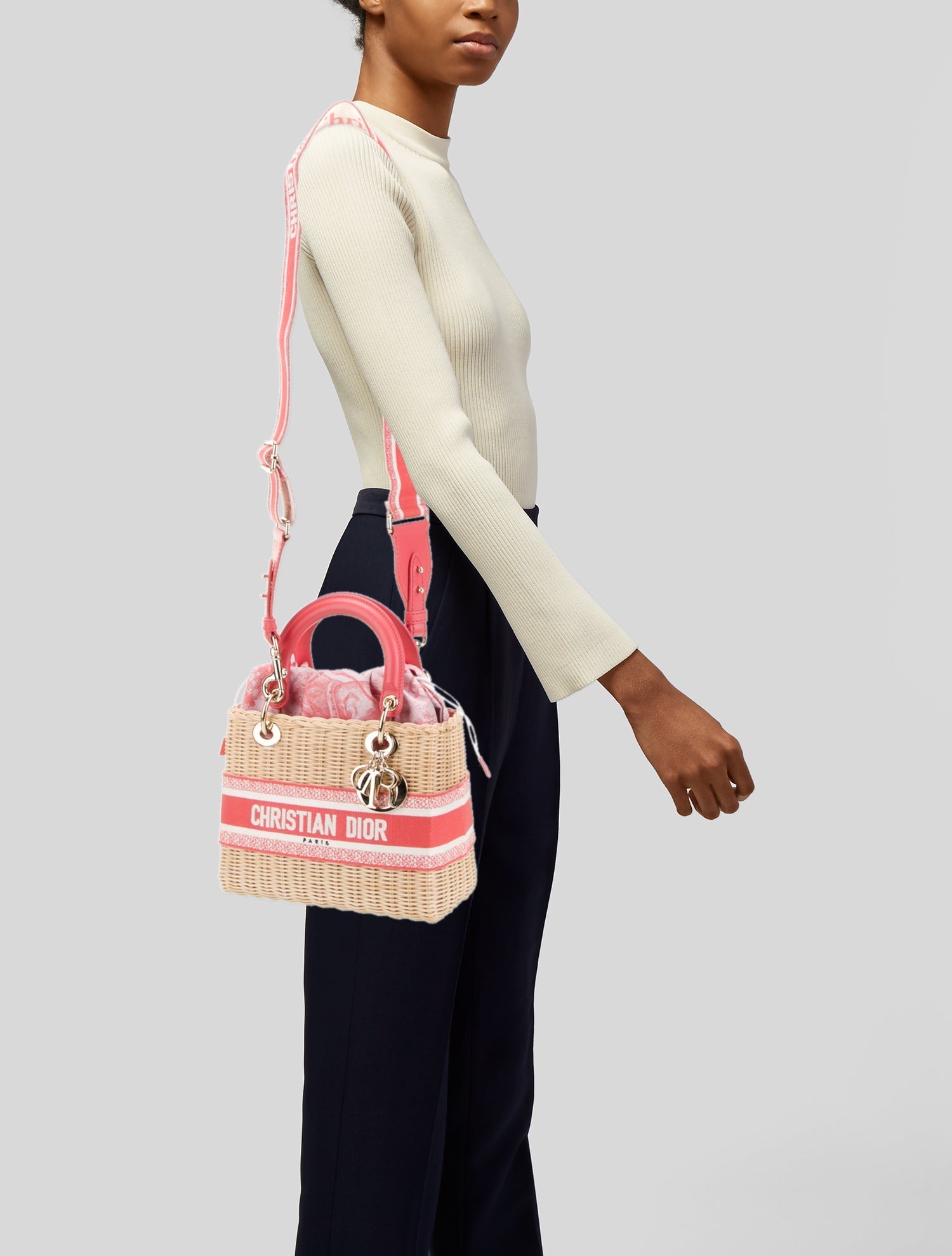 Christian Dior Raffia Lady Dior Small