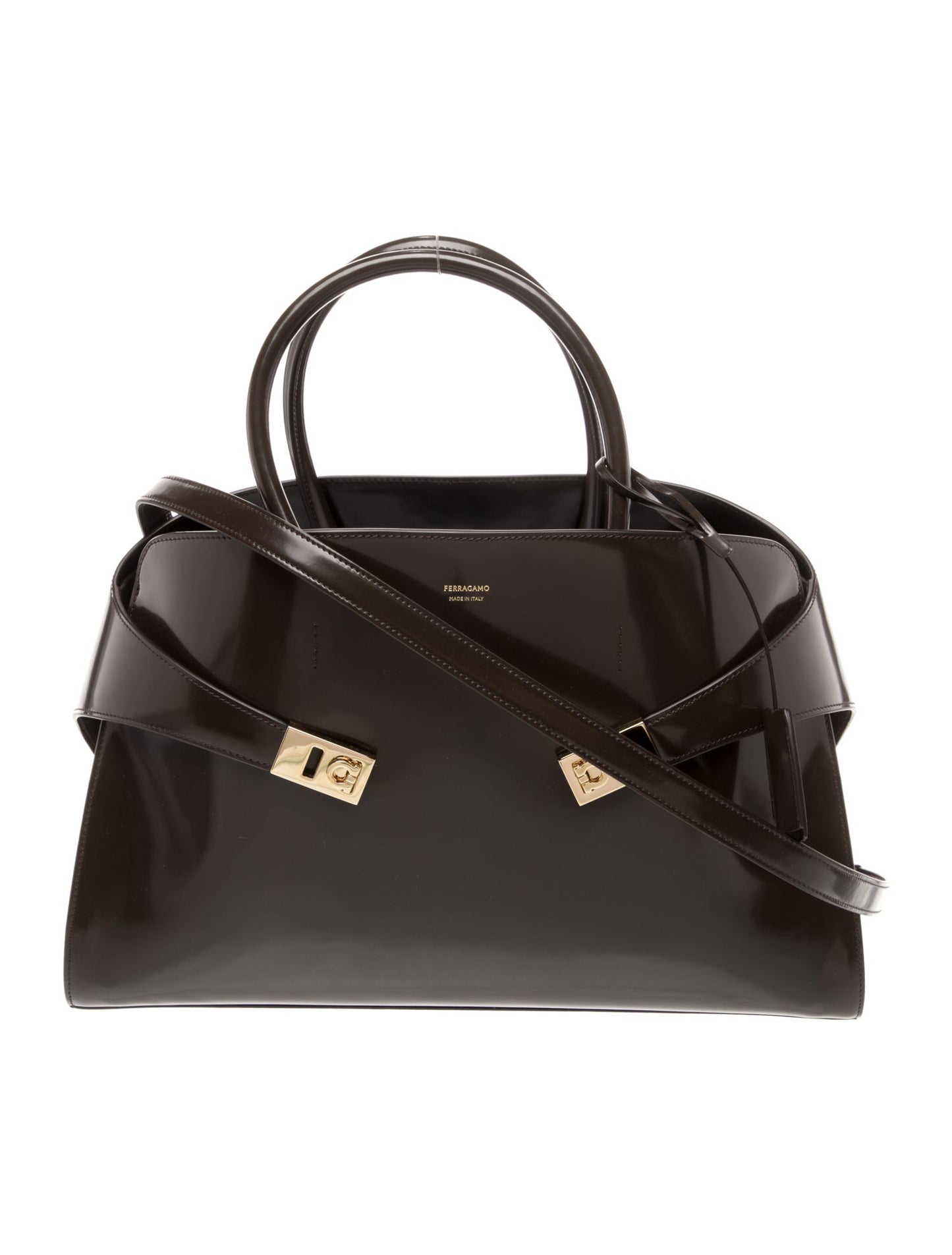 Ferragamo Patent Leather Shoulder Bag Medium
