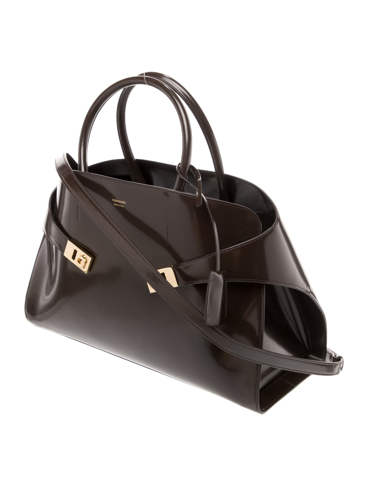 Ferragamo Patent Leather Shoulder Bag Medium