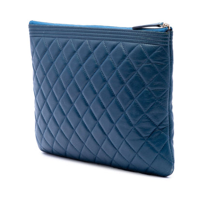 Chanel Calf Leather Medium Quilted Caviar Boy O Case Clutch
